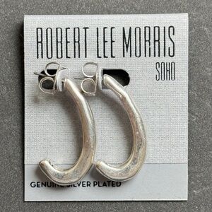 ROBERT LEE MORRIS Earrings Silver Plated Modernist Sculptural Post Lightweight